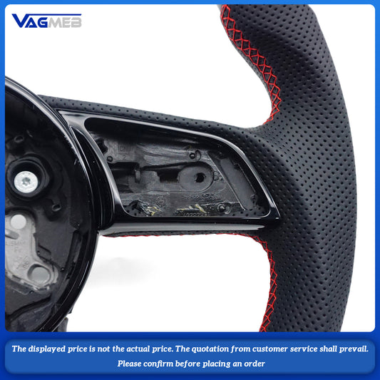 Carbon Fiber Semi Perforated Leather Steering Wheel, For Audi A3 8V A4 B8 B9 S3 S4 S5 Rs5 Rs3 Rs4 A5 B9