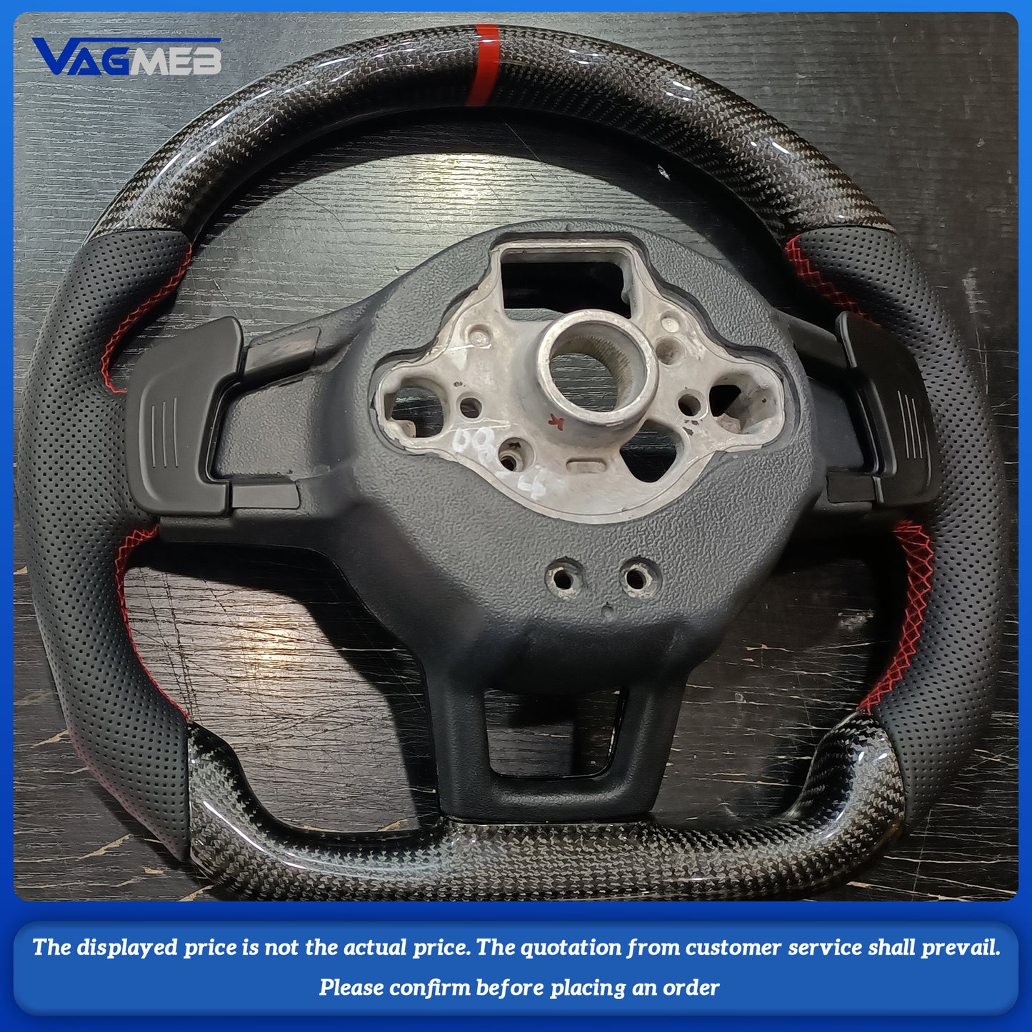 For VW Golf 7 MK7 GTI R Line 2013-2018 Real Carbon Fiber Steering Wheel with Leather