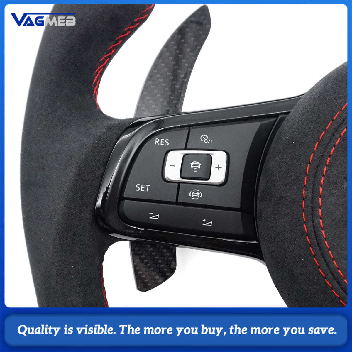 Upgrade Steering Wheel For VW Golf 7 MK7 GTI R Alcantara Forge Carbon LED Racing Wheel