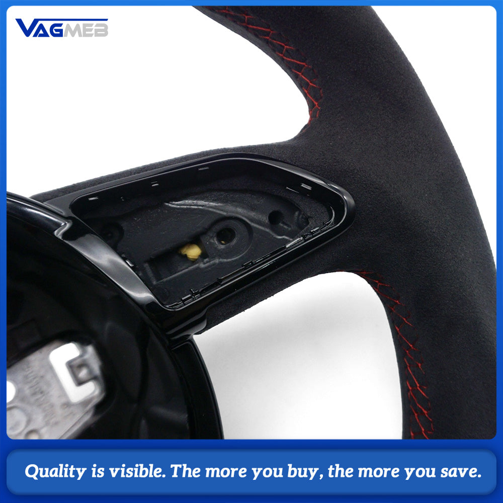 Suitable for Audi A3, A4 B8, A5, flat-bottom steering wheel, suede steering wheel, red style