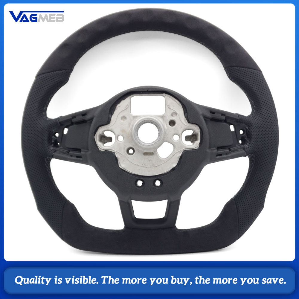 Suitable for Volkswagen Golf MK7 R GTI GTD Polo GTI Scirocco 2015 2016 T-ROC, leather semi perforated material steering wheel
