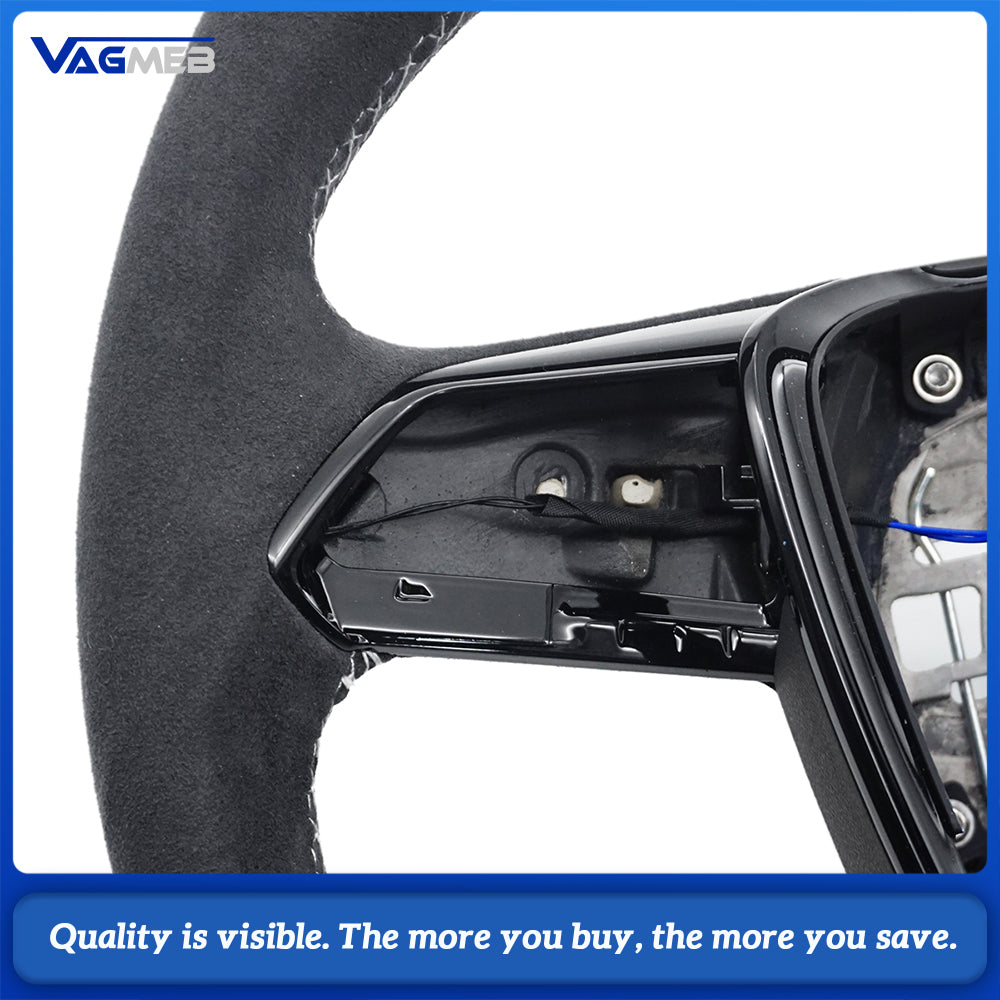 The heated steering wheel is suitable for Audi A6 C8 A7 painted black perforated leather steering wheel, Car Accessories