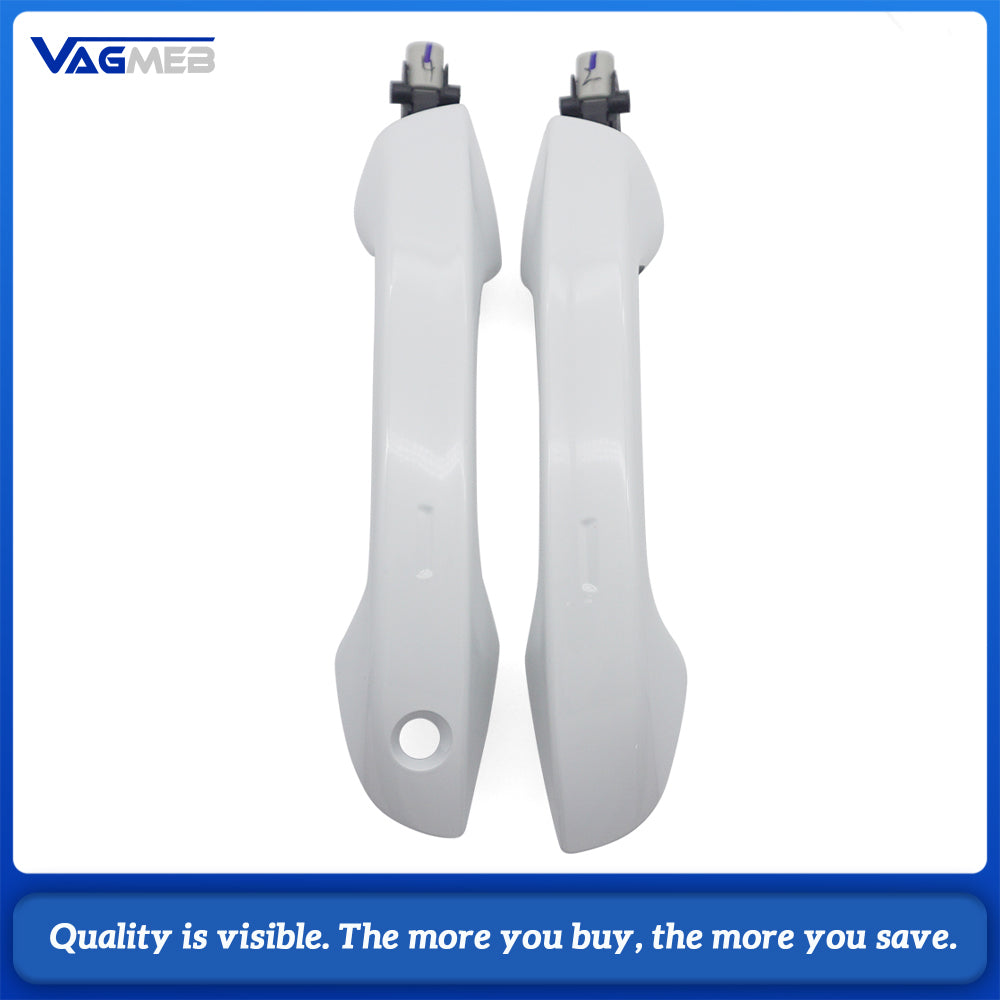 Car White LED Door Handles Kit 2Pcs Front Smart Inductive Touch Handles With Light + 2Pcs Rear Non-Inductive Handles Without Chrome Trim For Volkswagen Golf 8 MK8