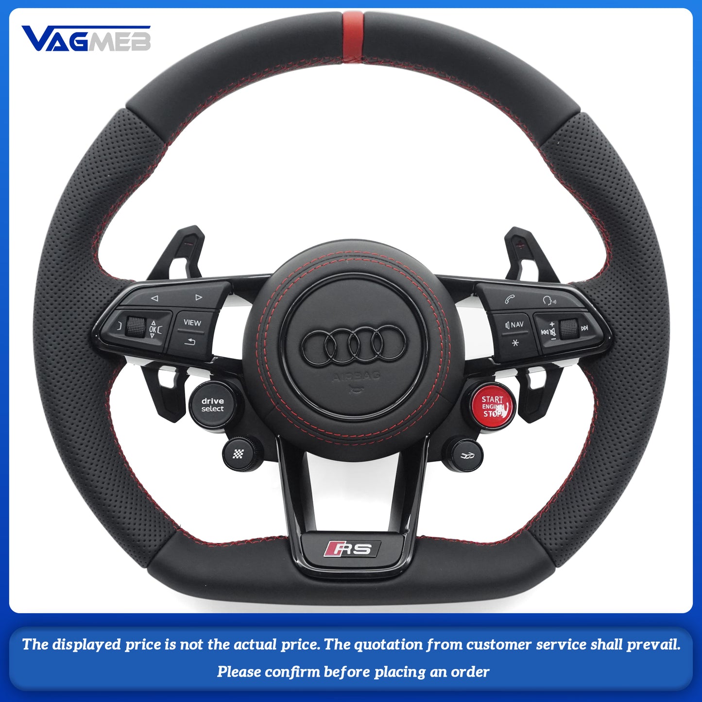 S RS Leather OEM Shape Custom Steering Wheel For Audi R8 Carbon Fiber Steering Wheel upgrade