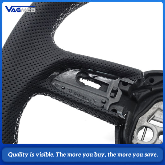 Suitable For Audi Q3 F3 perforated leather flat bottomed steering wheel, Car Accessories