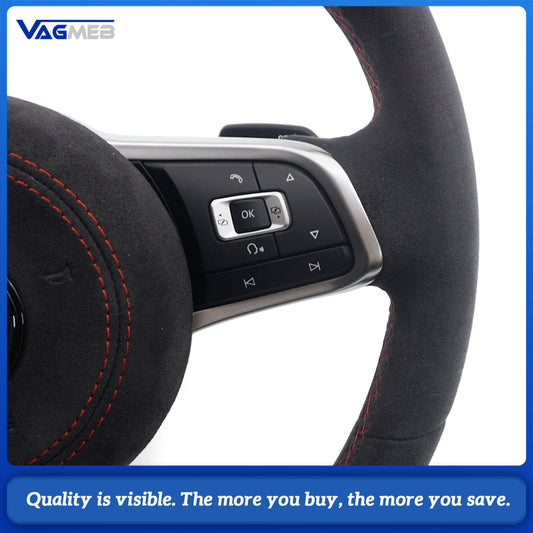 Alcantara Steering Wheel Cover Compatible with Volkswagen Golf GTI Golf R MK7 Polo GTI Scirocco