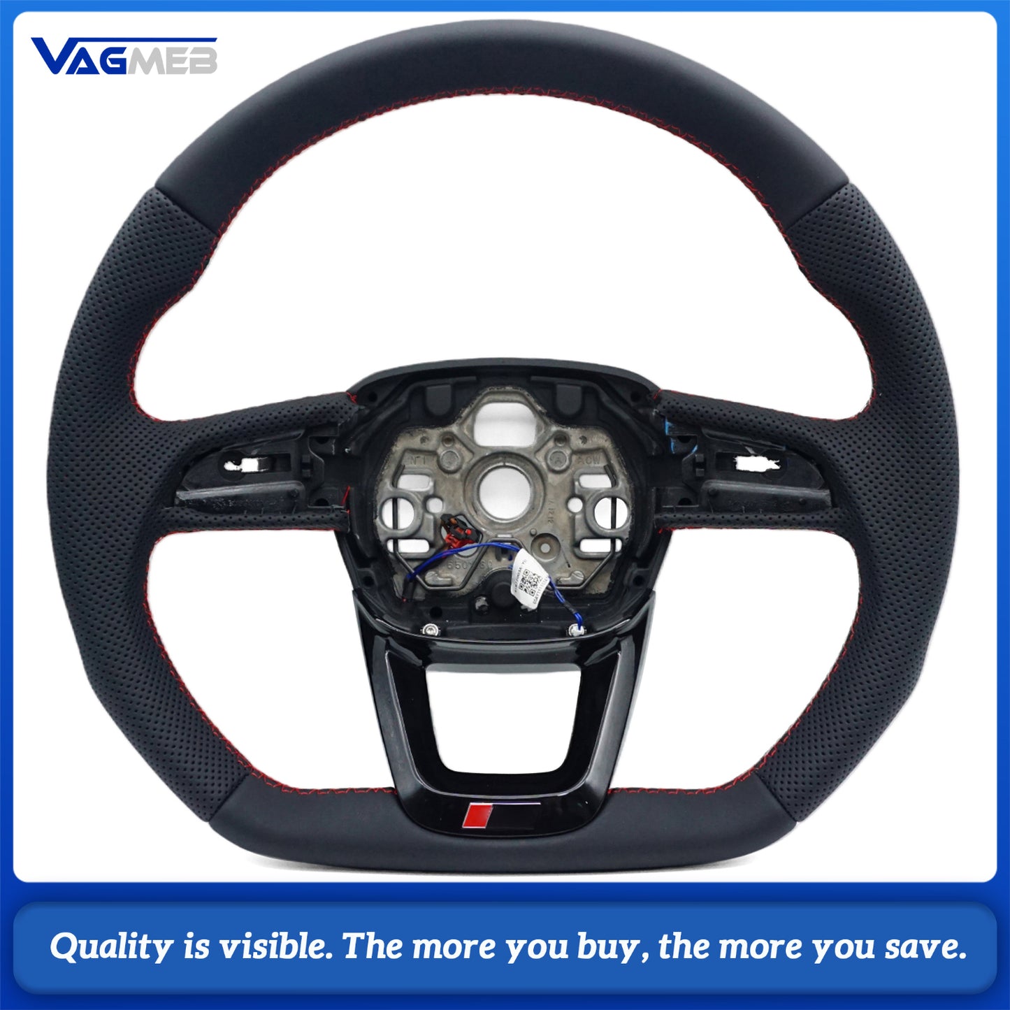A Perforated leather Sports steering wheel for Audi Q5 FY Q7 4M Q8 S RS LOGO multifunctional steering wheel With Heated