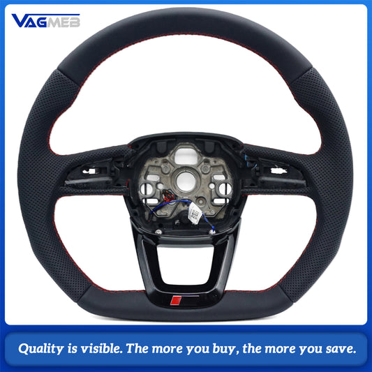 A Perforated leather Sports steering wheel for Audi Q5 FY Q7 4M Q8 S RS LOGO multifunctional steering wheel With Heated