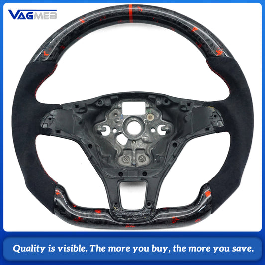 For VW Golf MK7 TSI TDI Carbon Fiber Steering Wheel Manual Car Accessories Red and blue Manual Car Accessorie