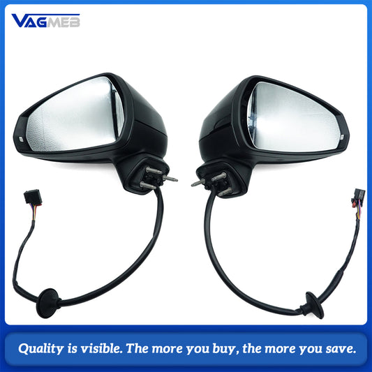 Power Folding Heated Side Mirror Assembly (Black Housing) for 2018 Audi A3 Limousine Car Door Mirror Replacement