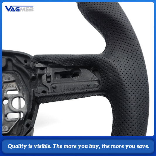 Matte carbon fiber steering wheel for Audi Q3 F3 flat bottomed D-shaped carbon fiber leather steering wheel, Car Accessories