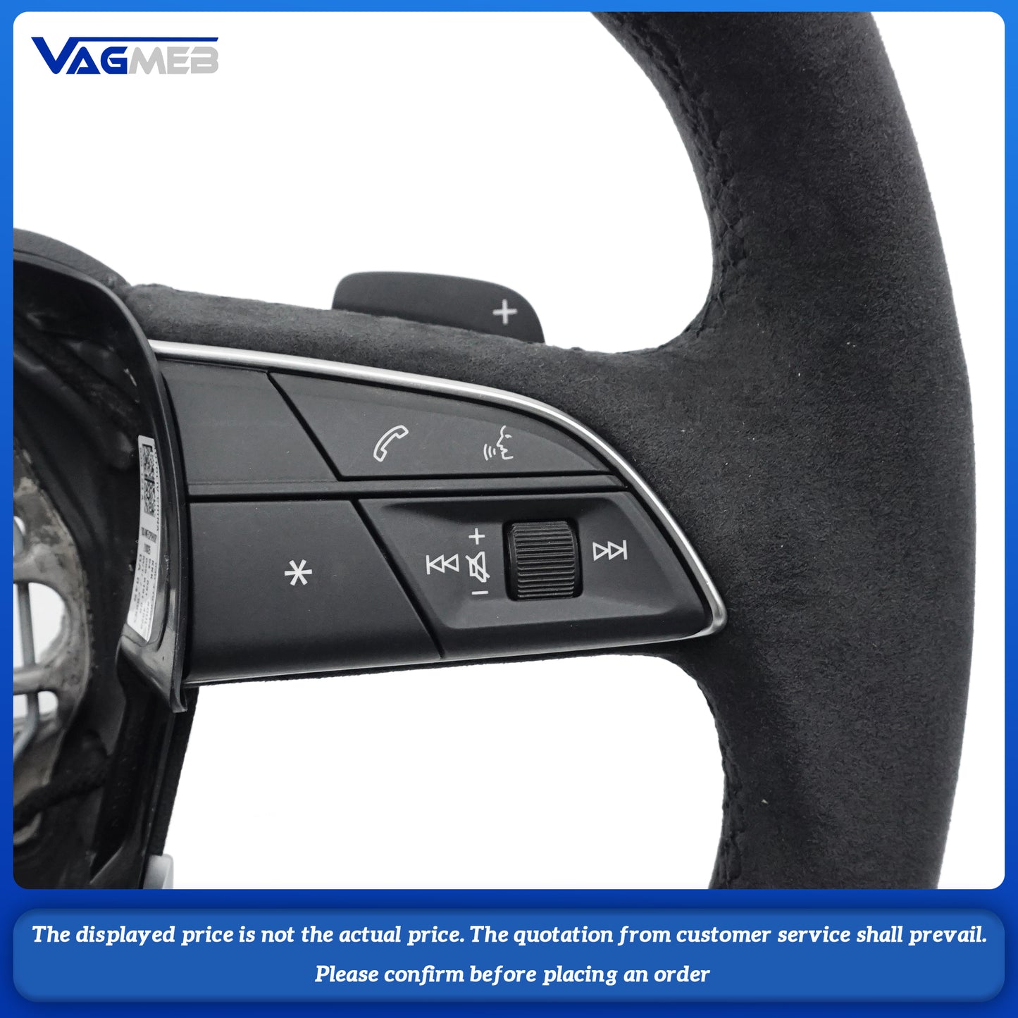 For Audi Q3 Alcantara Punched Leather SRS Logo Steering Wheel With Paddles Assembly