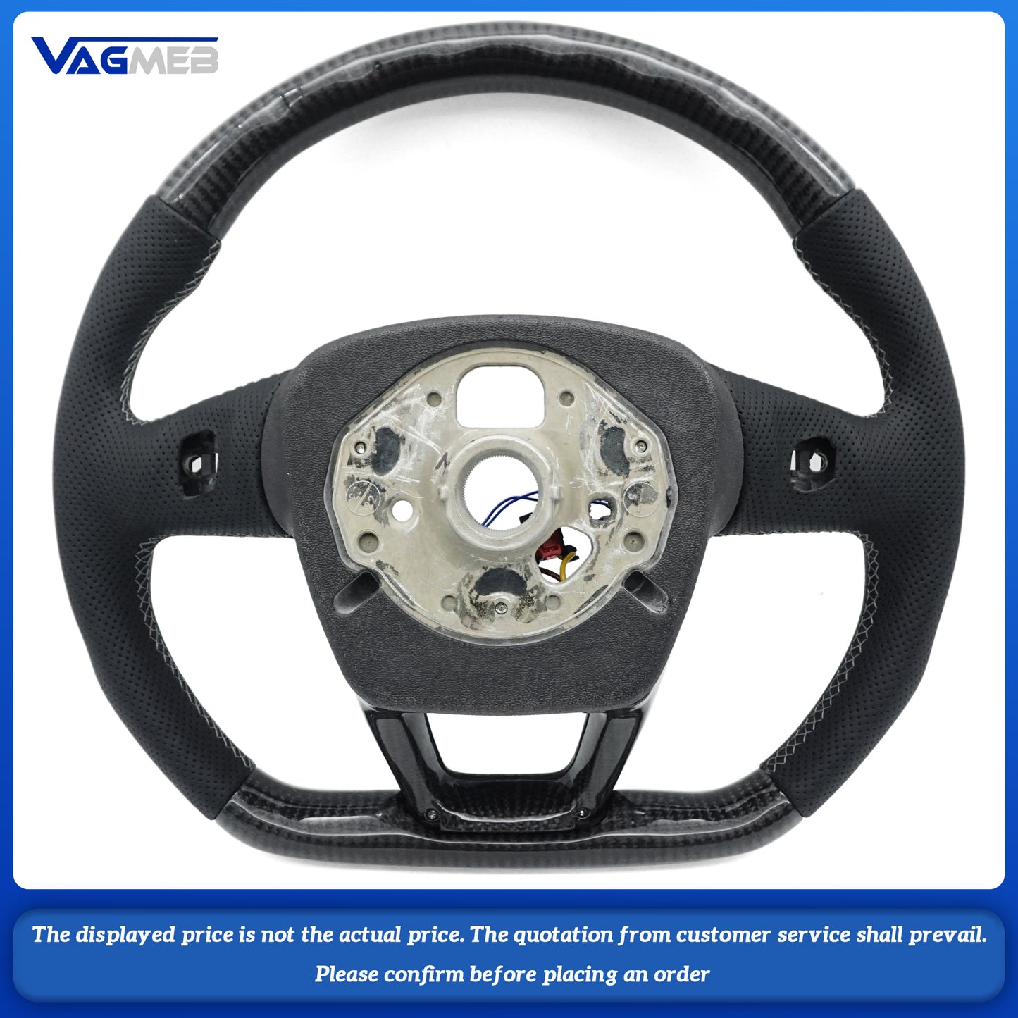 For Audi Q5 FY S LOGO  Custom Carbon Fiber Semi Perforated Painted Black Style Sports With heating function Steering Wheel