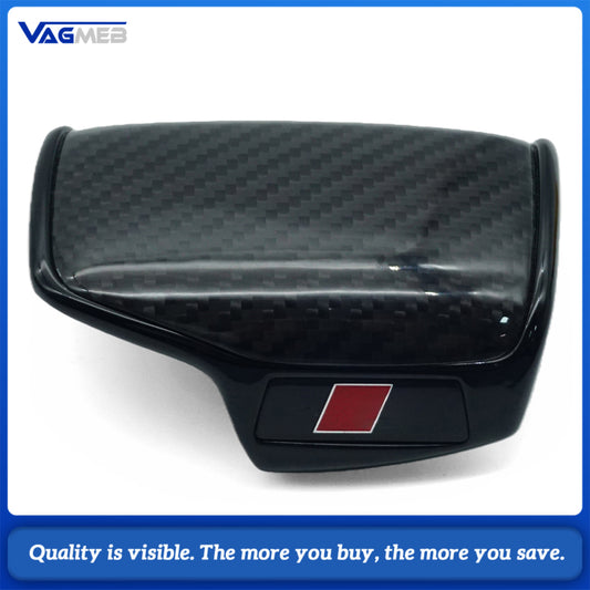 Carbon Fiber Style Gear Shift Knob Head Cover Trim With S Logo For Audi Q7  Interior Accessories