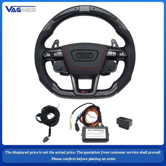 Car Interior Forged LED Carbon Fiber Steering Wheel For RS LOGO A6C8