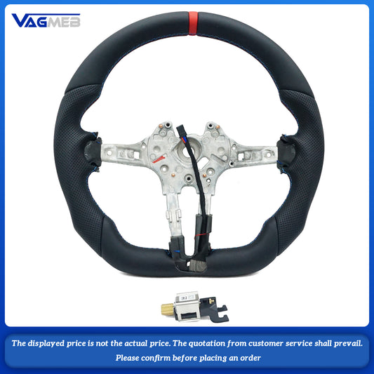 And there is a bare steering wheel for BMW, made of Alcantara material with customizable top stripes
