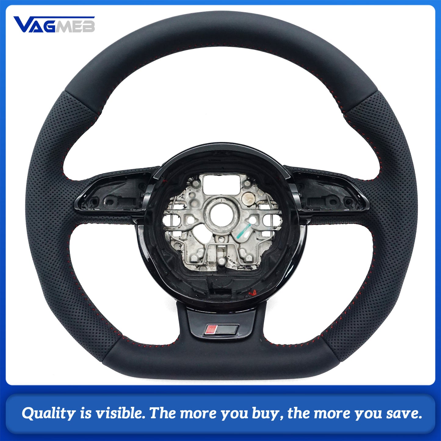 The leather sports flat bottom of the car steering wheel suitable for Audi A6 C7 car accessories