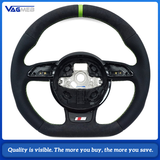 Flat bottom perforated leather steering wheel For Audi A4B8