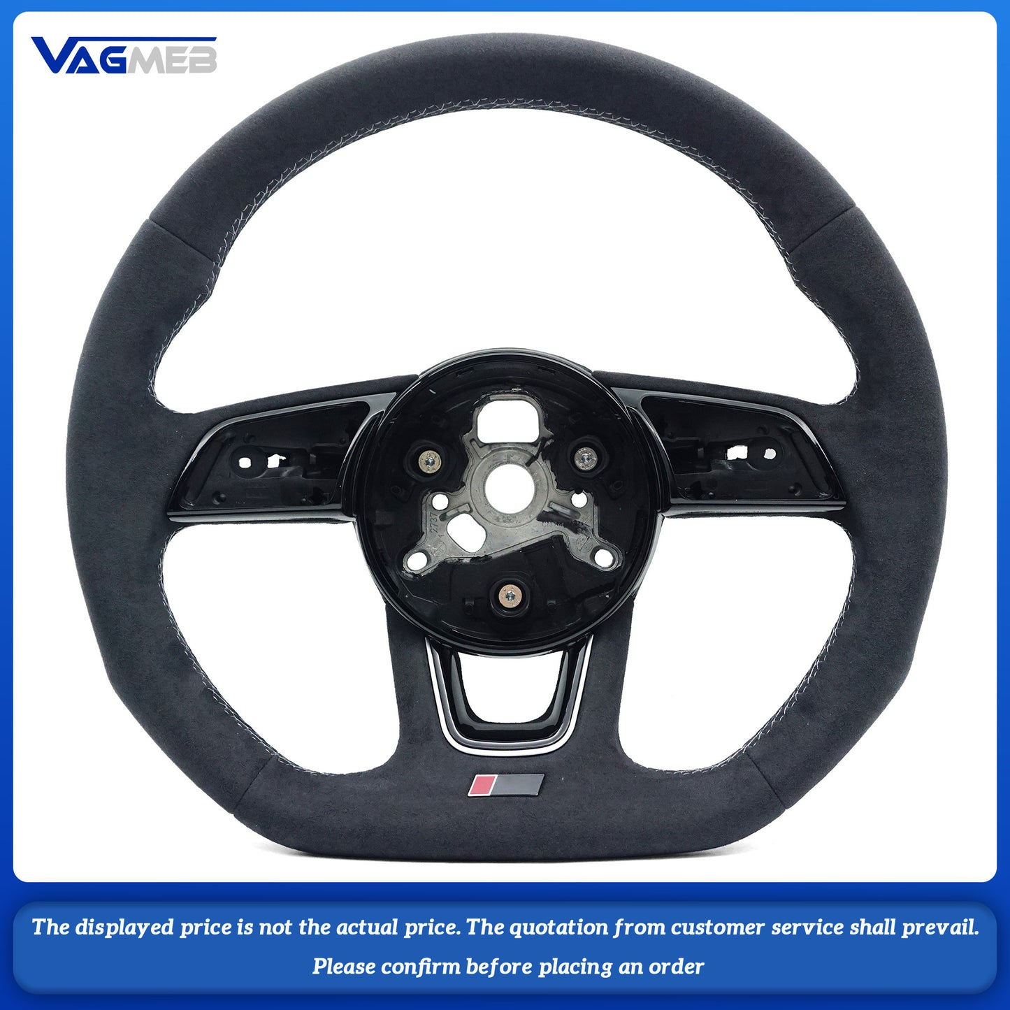 For Audi A4B9 Fully Perforated Semi-Perforated Genuine Leather Suede Flats Steering Wheel