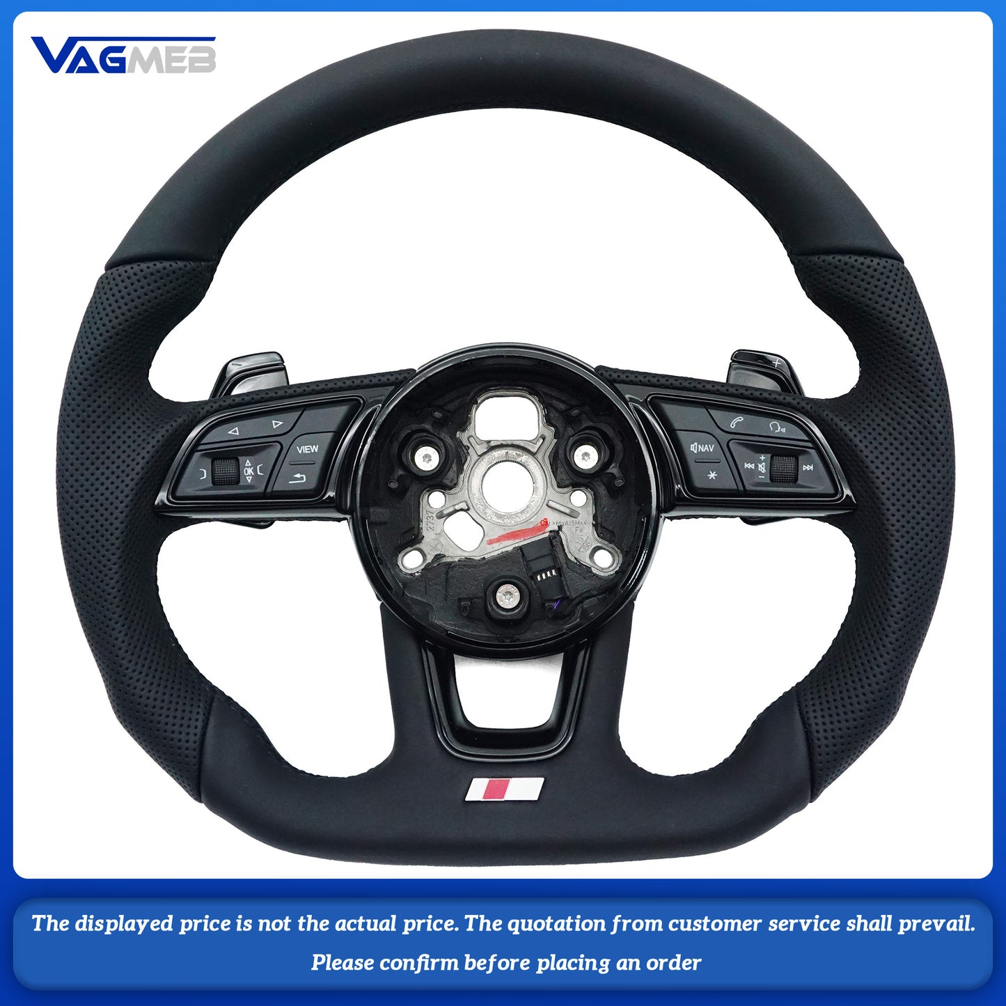 For Audi S Logo A4 B9 leather Full punch half punch Multi-color stitching various styles of paddles steering wheel
