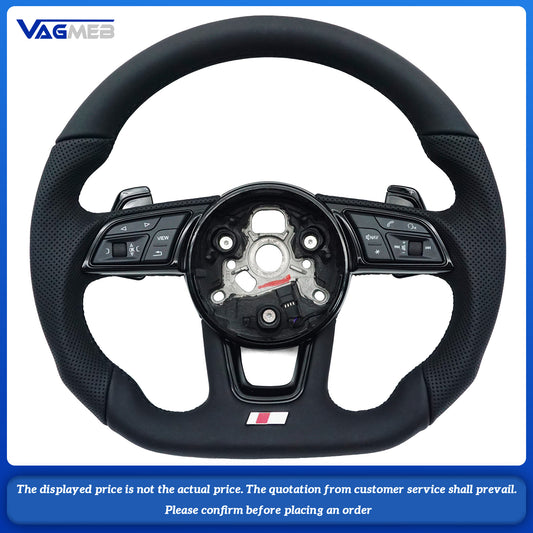 For Audi S Logo A4 B9 leather Full punch half punch Multi-color stitching various styles of paddles steering wheel