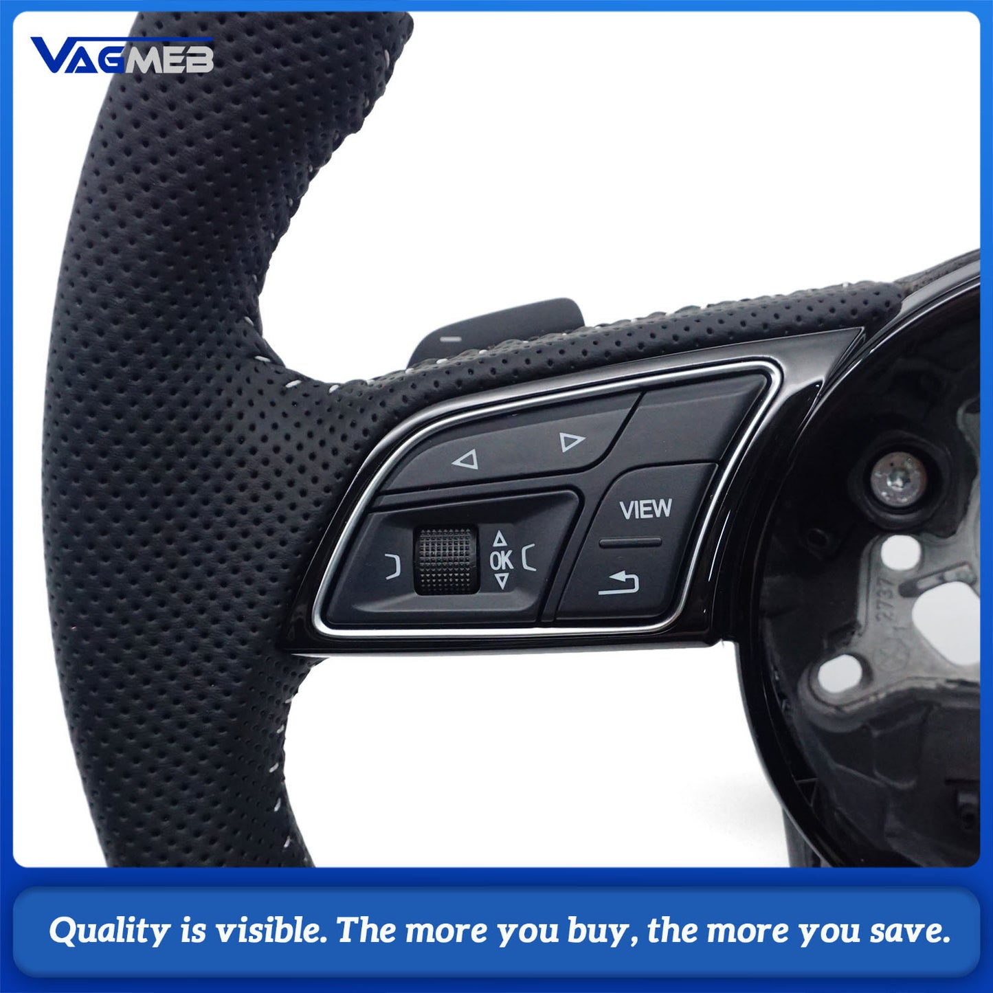 Carbon Fiber Semi Perforated Leather Steering Wheel For Audi A4B9