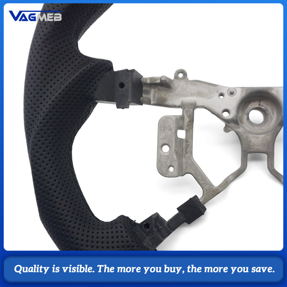 For Toyota Vego Sport Steering Wheel Carbon Fiber Trim Semi-Perforated Leather Black Stitching