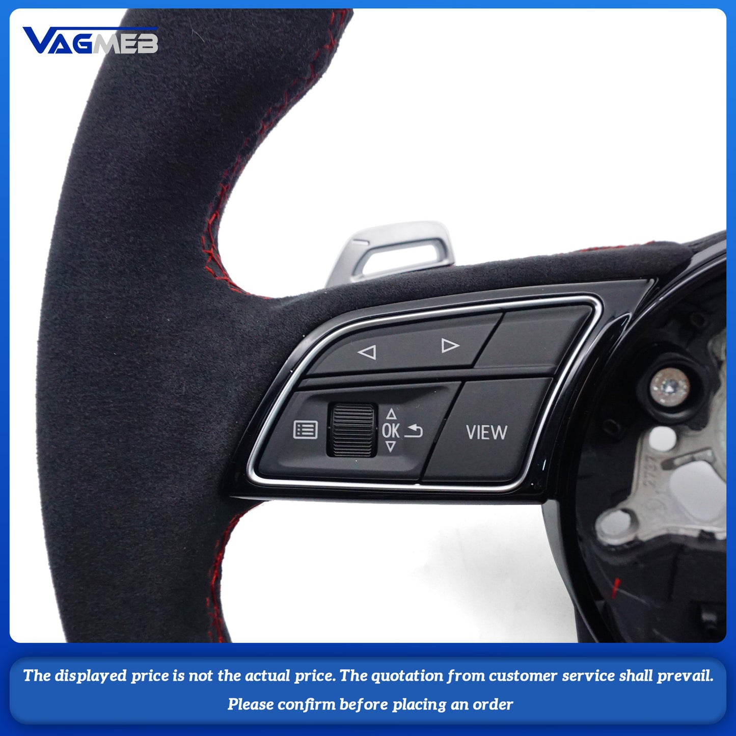 Suitable for Audi A4 B9 Fully Perforated Semi-Perforated Genuine Leather Suede Flats Steering Wheel Sports Version