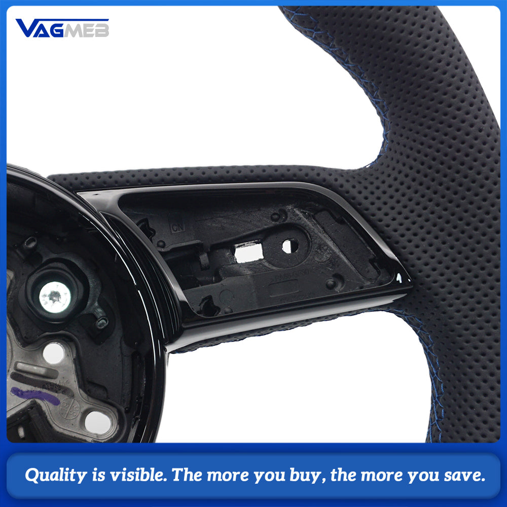 For Audi RS3 RS4 RS5 A3 8V A4 B9 A5 S3 S4 S5 Fully Perforated Leather Steering Wheel