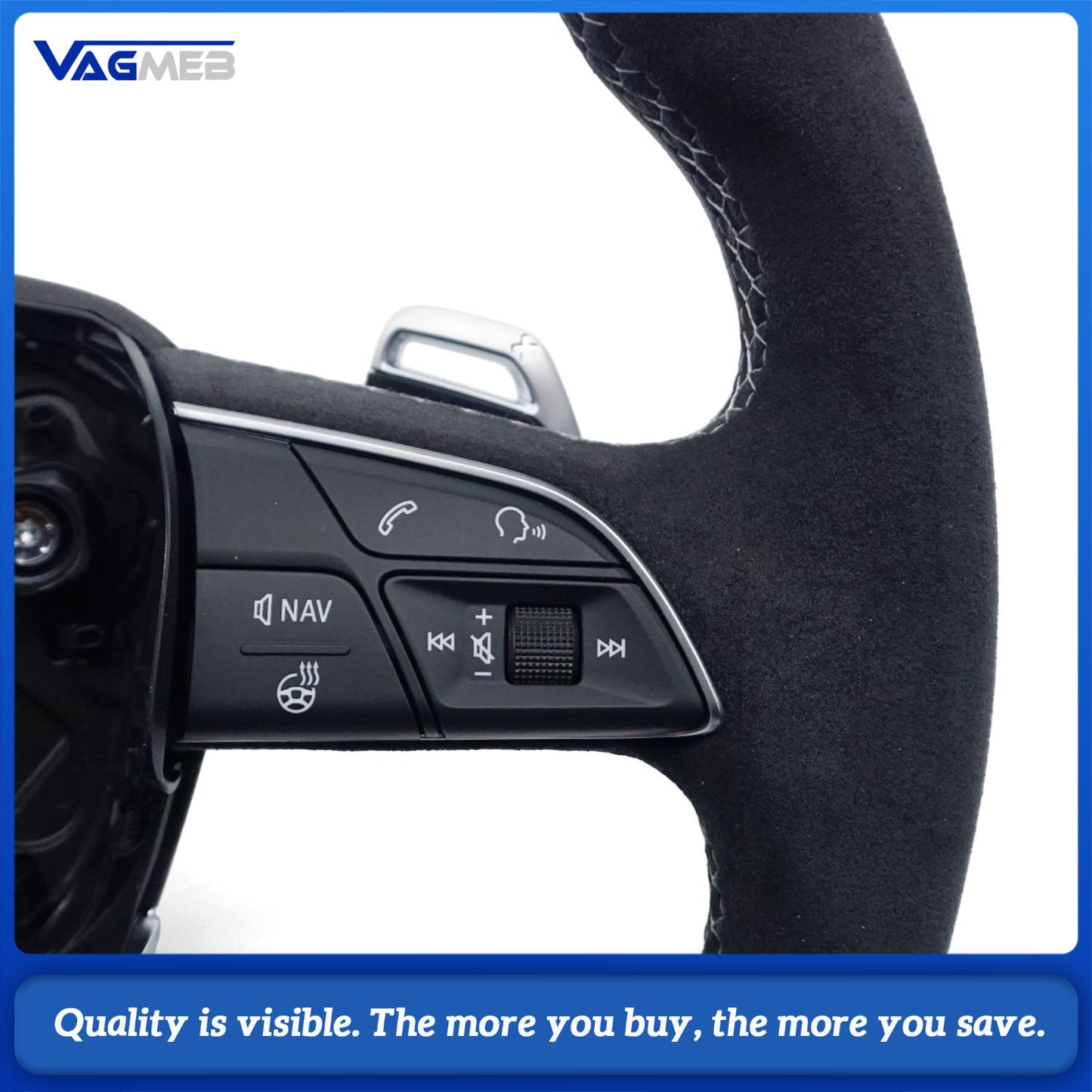 Alcantara leather flat bottomed sports steering wheel with heating For Audi Q5 FY Q7 4M Q8, Car Accessories