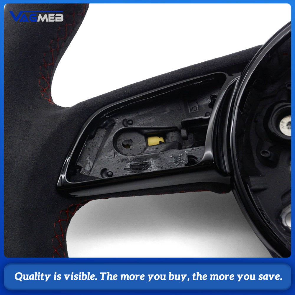 For Audi A4 B9 Full Suede Leather Flat Bottomed Sports Steering Wheel