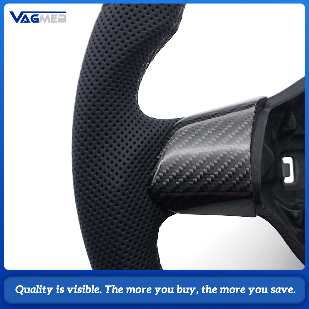 Car Carbon Fiber Half Perforated Steering Wheel Gray Stitching Racing Steering Wheel Replacement For Volkswagen Golf 6 MK6
