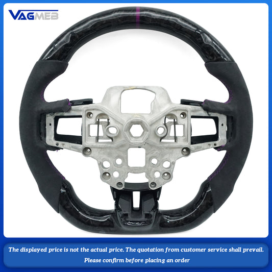 Customized Carbon Fiber Alcantara Leather Steering Wheel Fit for Ford Mustang 2015 -2022 GT Shelby
