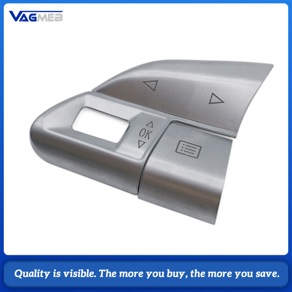 For Audi A6 C7 Chrome Silver Steering Wheel Button Upper Cover, Car Steering Control Switch Cap Replacement Modification Part