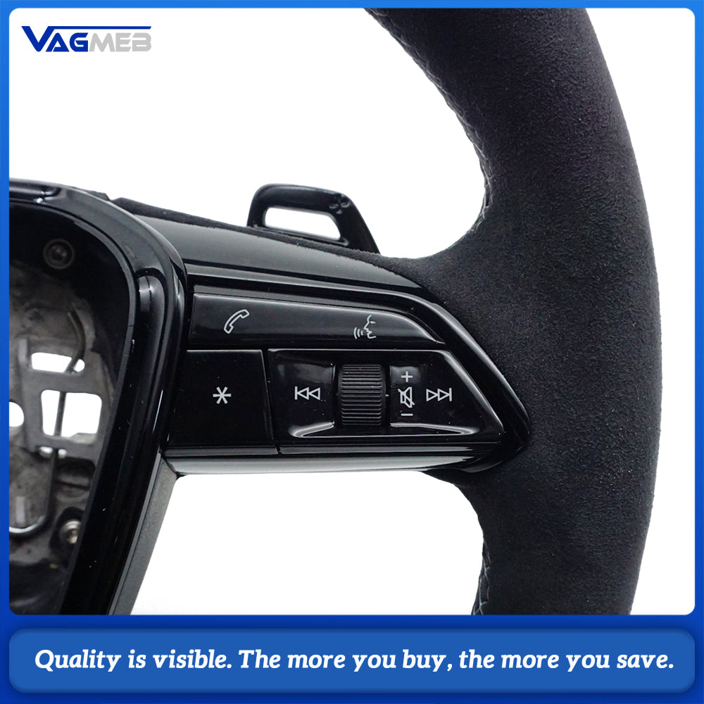 A is suitable for Audi A6 C8 A7 matte carbon fiber Alcantara multifunctional steering wheel with heating, Car Accessories