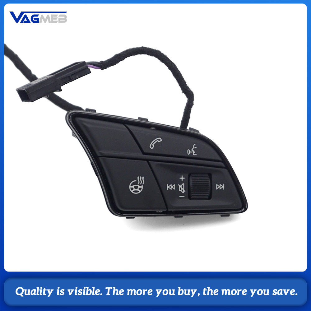For Audi A4 B9 Glossy Black Multifunction Steering Wheel Buttons Heated Version Car Steering Control Switch Modification Parts