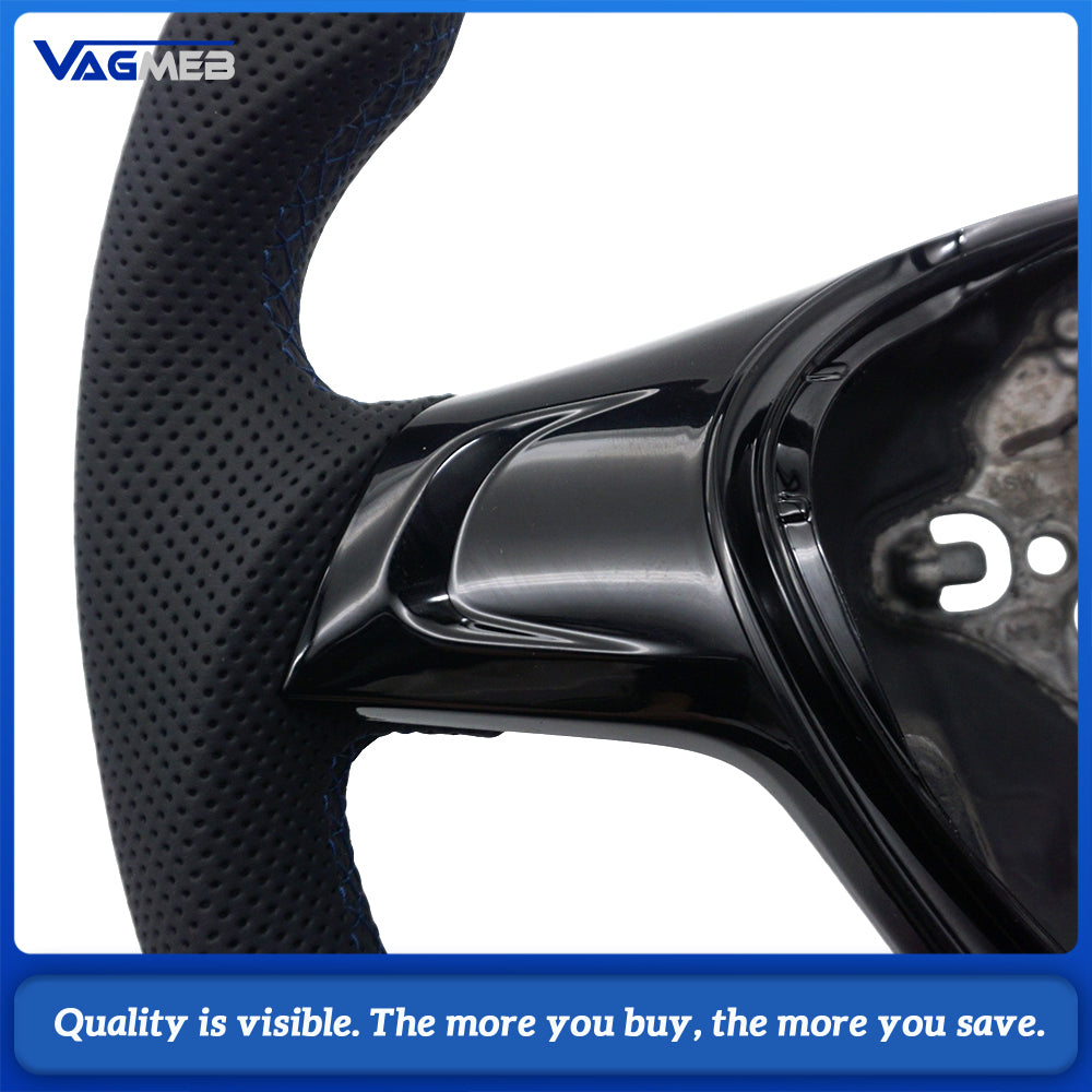 Full leather car steering wheel for VW T6 Golf MK7 Crafter without paddle shift holes Car accessories