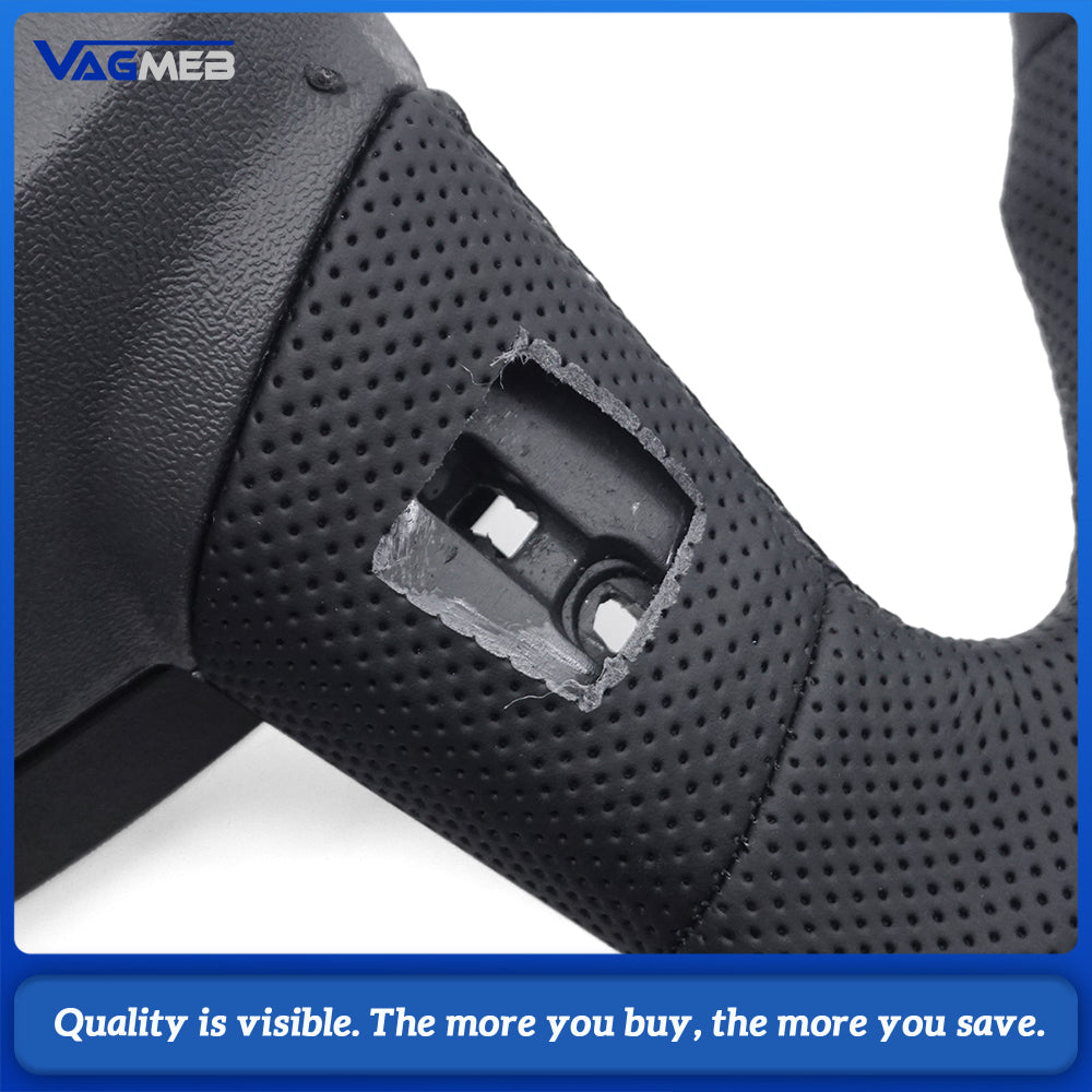 Suitable for Audi A6 C8 A7 perforated leather baking black sports flat bottomed steering wheel With heating function, multifunctional