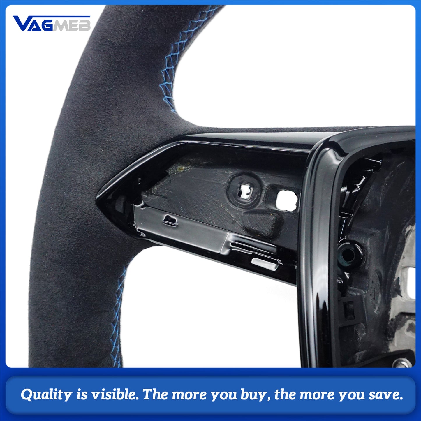 Matte carbon fiber Alcantara  blue linestitching  steering wheel For Audi A6 A7 C8
