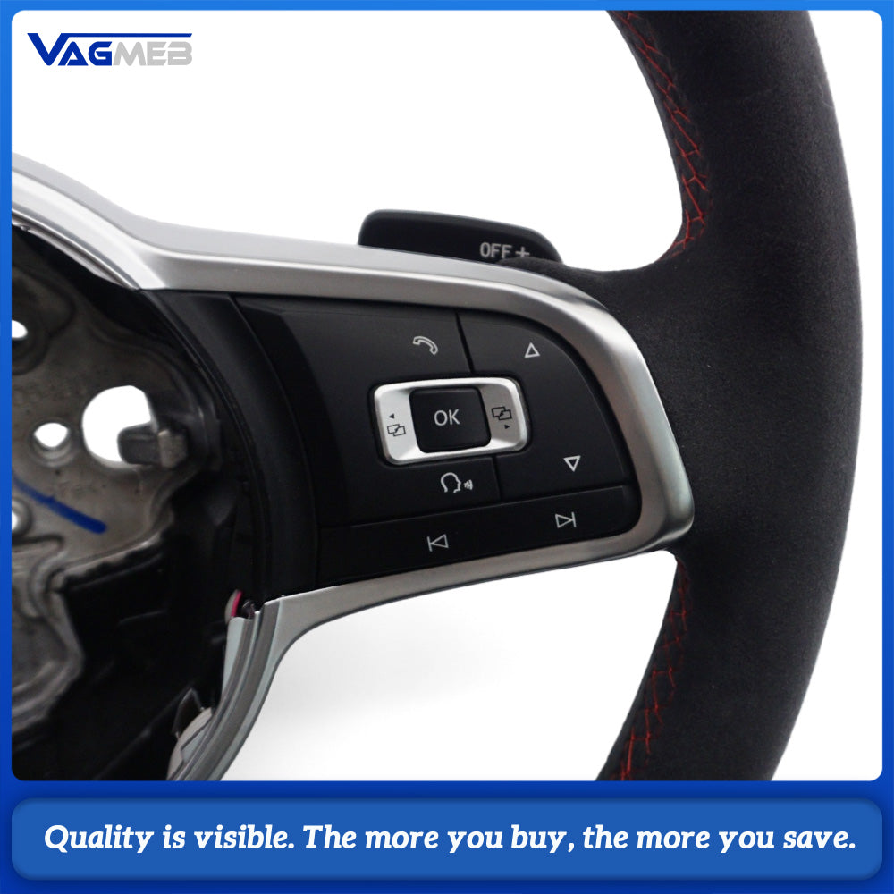 Full suede with red stitching & red center marker Steering Wheel For VW Golf 7 MK7 Polo gti 7 jetta passat R-Line Golf 6 CC