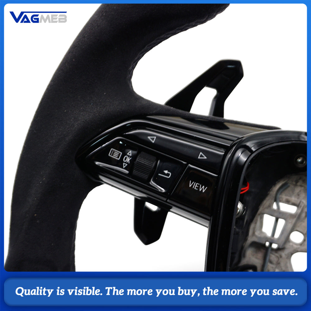 Carbon Fiber Steering Wheel, For Audi A6 C8 A7, With Buttons And Shift Paddles, Black Frame, Car Accessories， without heating