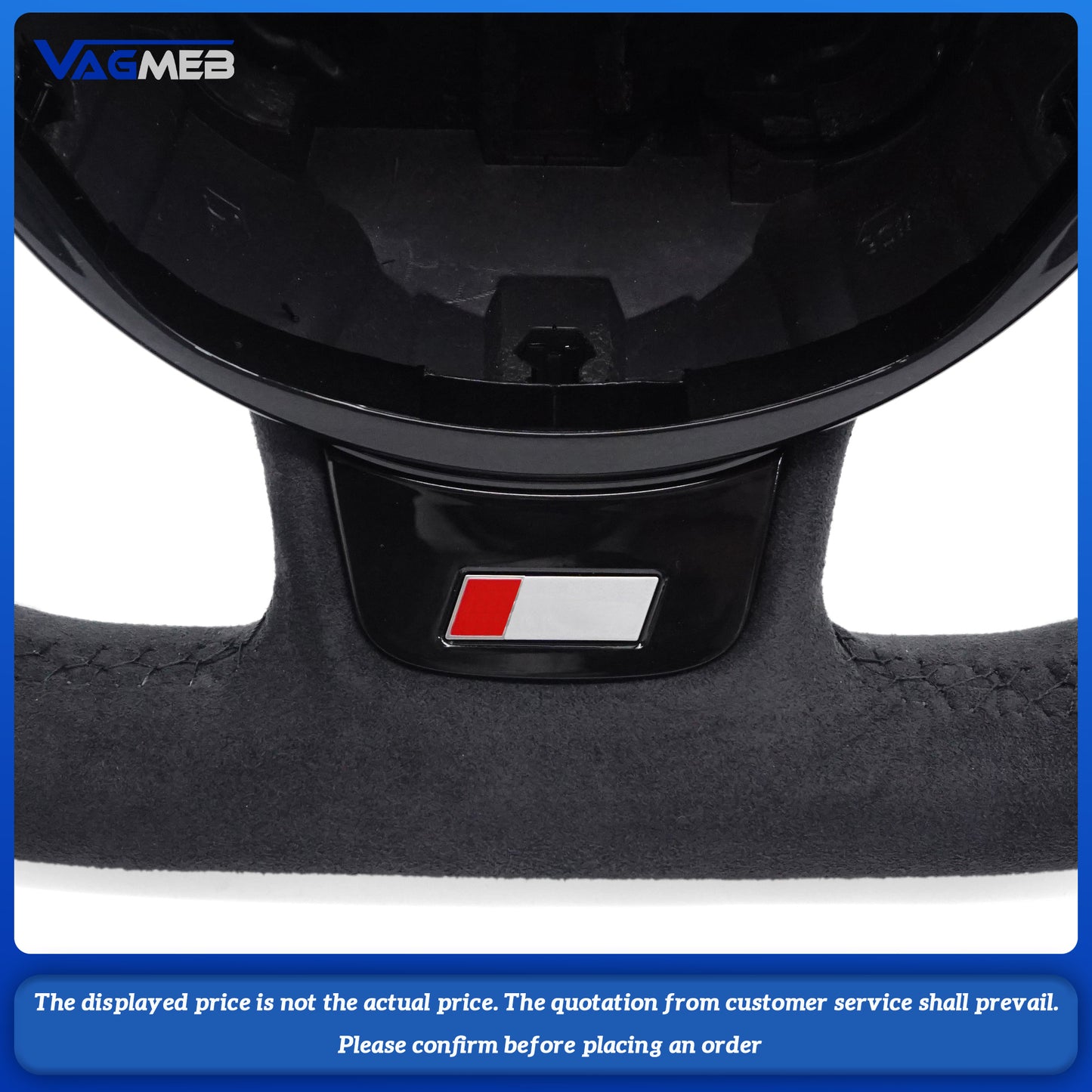 Leather Steering Wheel for Audi A3 8V A4 B9 A5 A6 A7 Q3 Q5 Q7 Perforated Steering Wheel Flat Bottom Red suede label Steering Wheel