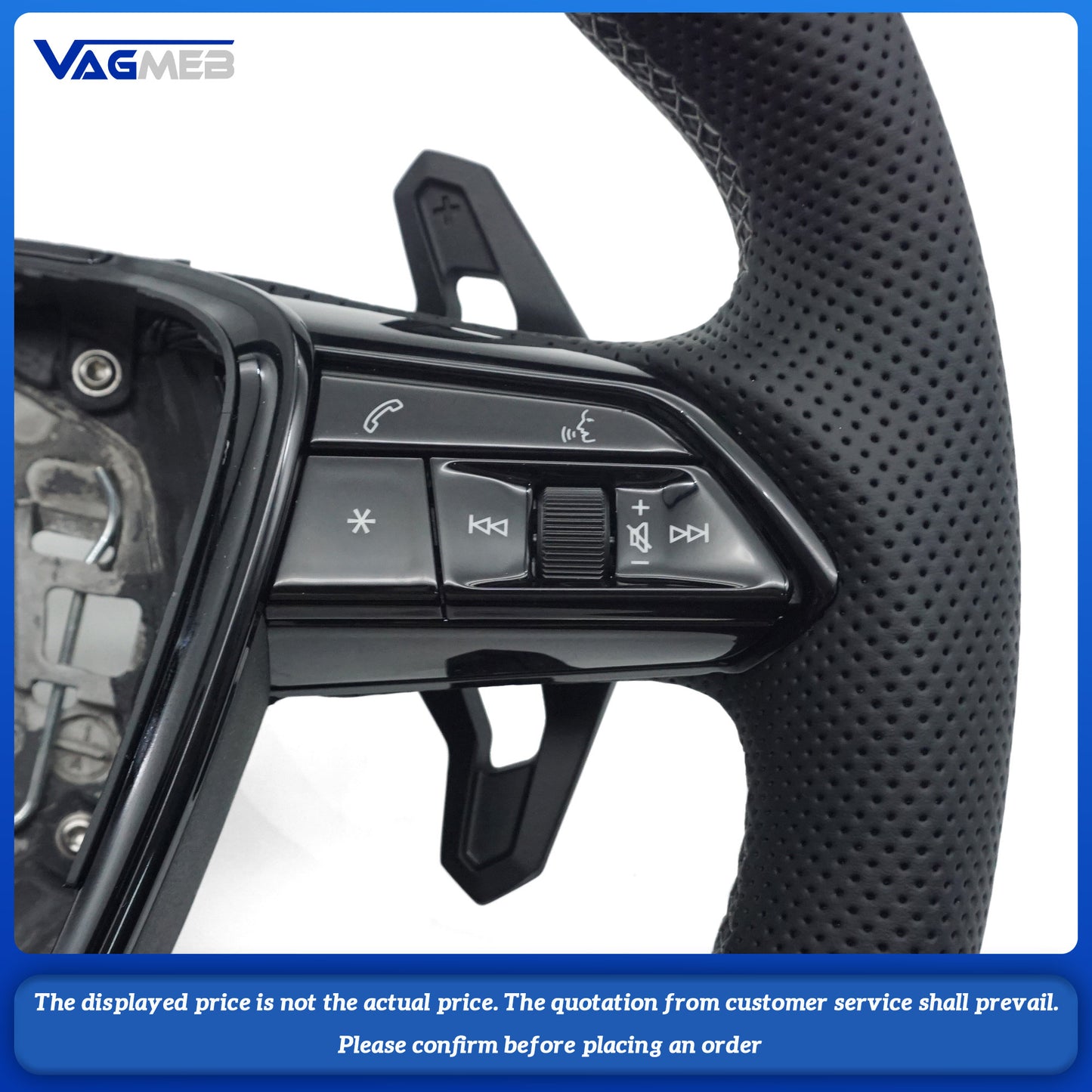 For Audi A6 C8 matte carbon fiber leather  bottomed sports steering wheel with heating