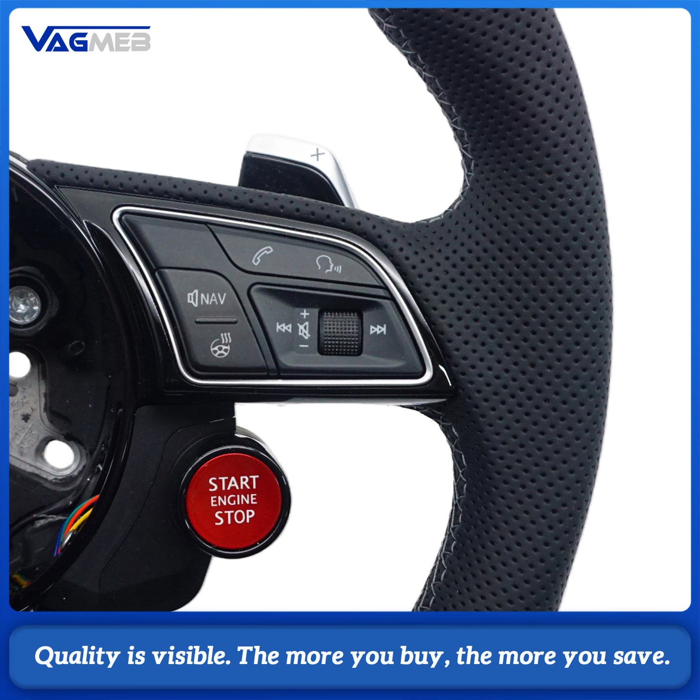 Sport steering wheel suitable For Audi A4 B9 S3 RS4 RS5 A3 A5 S3 S4 S5 perforated leather steering wheel with R8 button