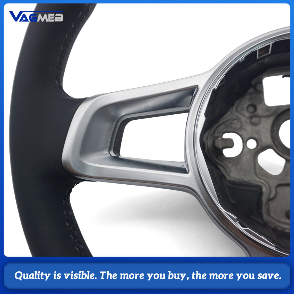 Steering wheel with button frame genuine leather black stitching for VW Golf MK7 GTI