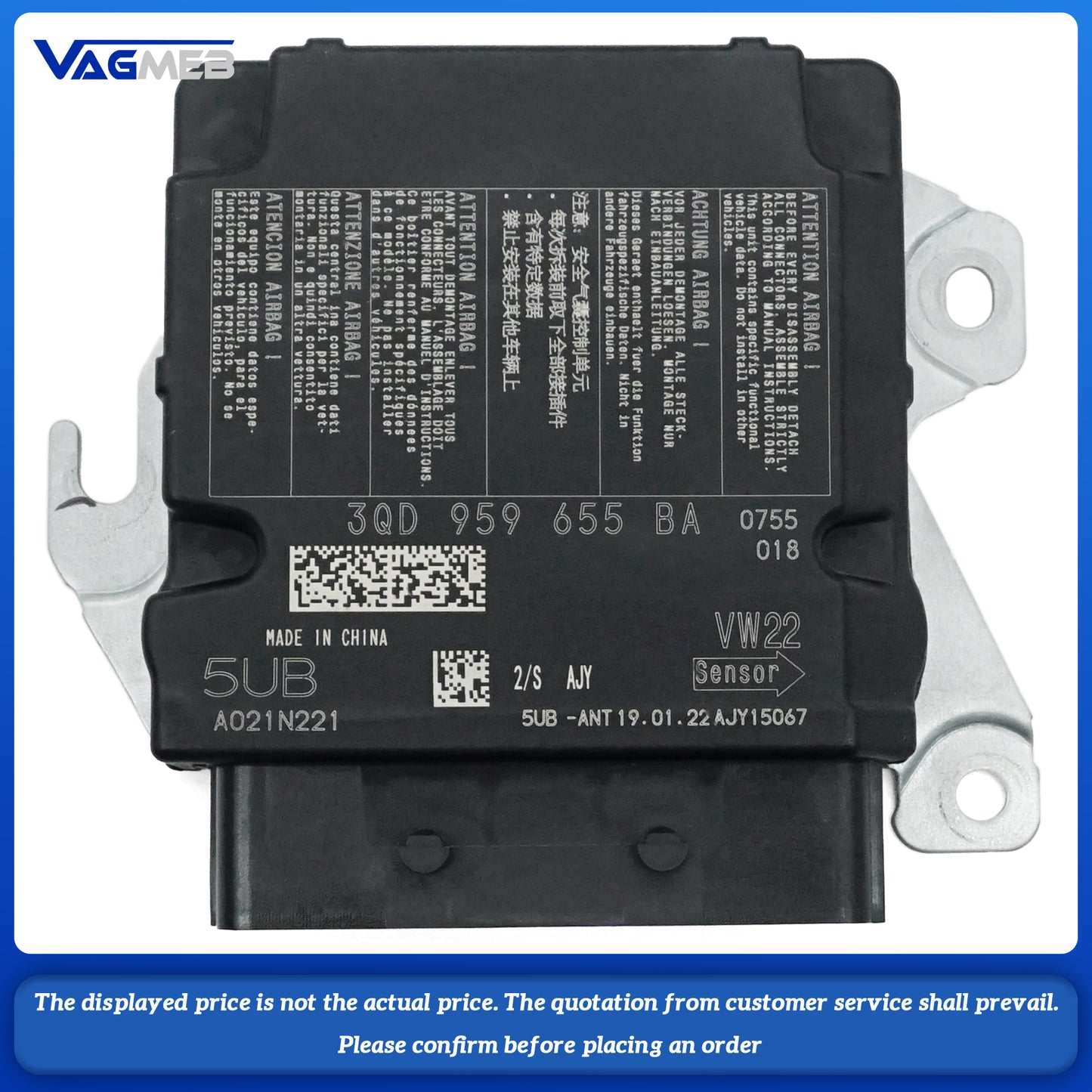 Restraint Diagnostic Control Module Unit For VW Passat 3QD 959 655 BA