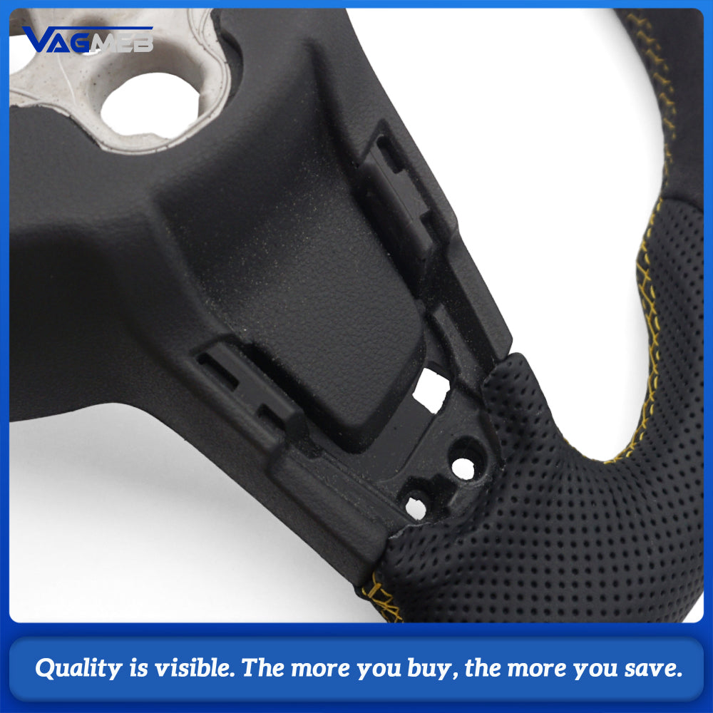 Suitable for Volkswagen Golf MK7 R GTI GTD Polo GTI Scirocco 2015 2016 T-ROC, leather semi perforated material steering wheel