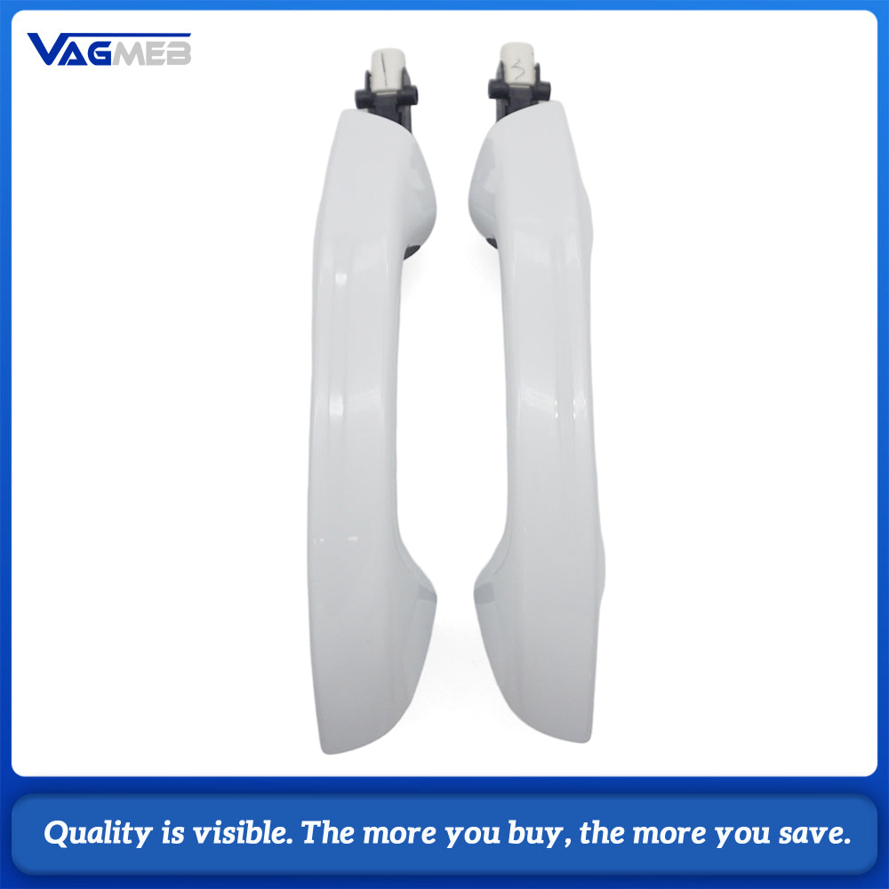 Car White LED Door Handles Kit 2Pcs Front Smart Inductive Touch Handles With Light + 2Pcs Rear Non-Inductive Handles Without Chrome Trim For Volkswagen Golf 8 MK8