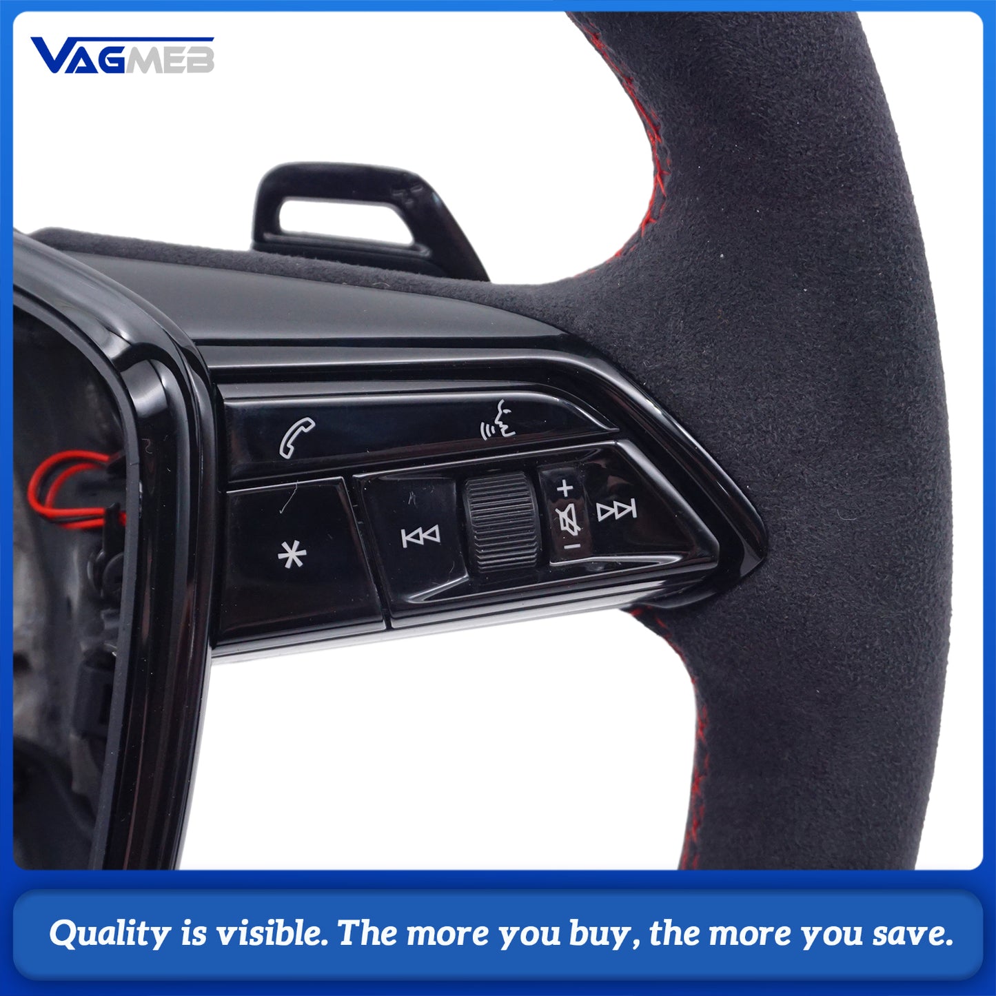 Blackened steering wheel suitable for Audi A6 C8 A7 red stitched leather sport steering wheel with heating