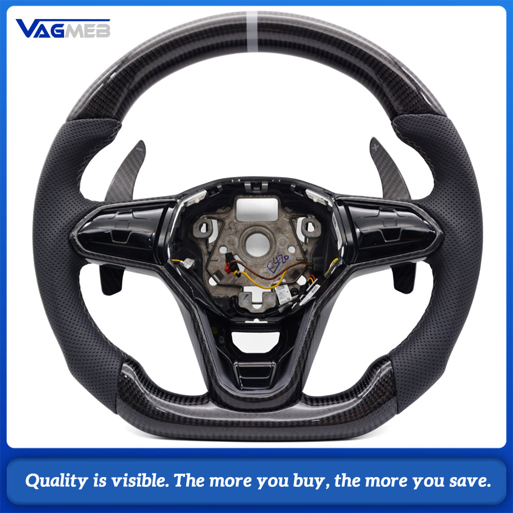 Customized Carbon Fiber Steering Wheel Leather For VW Golf 8 GTI R Line MK8 Car Accessories